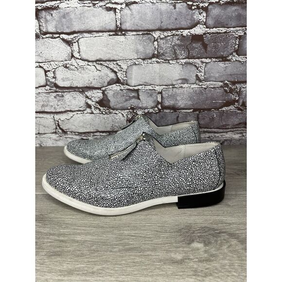 Miista London Black White Leather Cracked Print Center Zip Shoes Women 39EU/8.5M - Picture 15 of 16